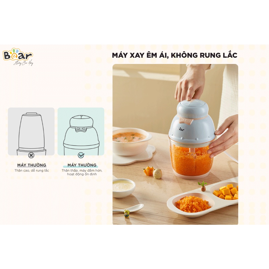 Máy xay đa năng cho bé ăn dặm Bear GR-B06V1  màu xanh 0.6L nhỏ gọn, an toàn, dễ sử dụng - Bảo hành 18 tháng