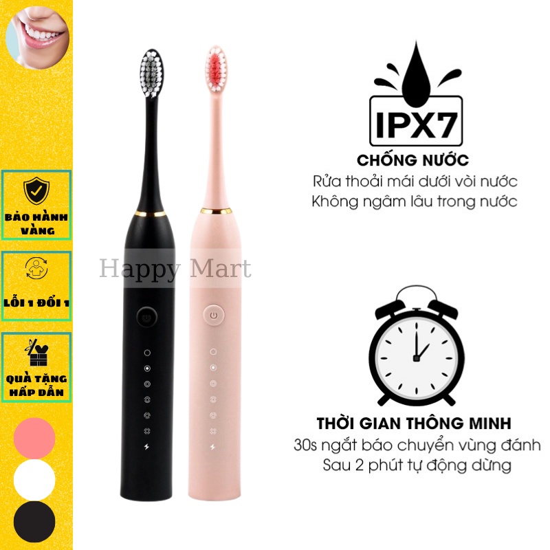 Bàn chải điện đánh răng tự động chính hãng Sonic vệ sinh răng miệng siêu sạch với lông chải mềm Sonic X-3
