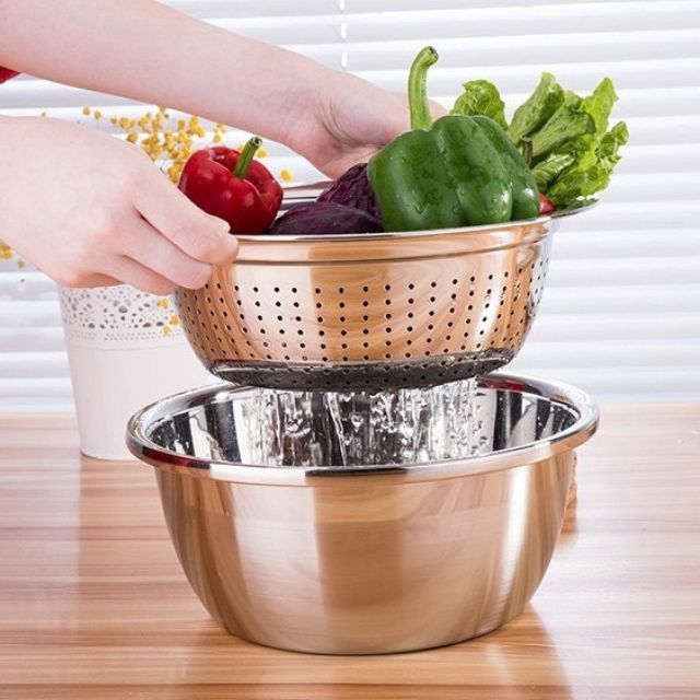 5 MÓN RỔ VÀ THAU INOX CAO CẤP