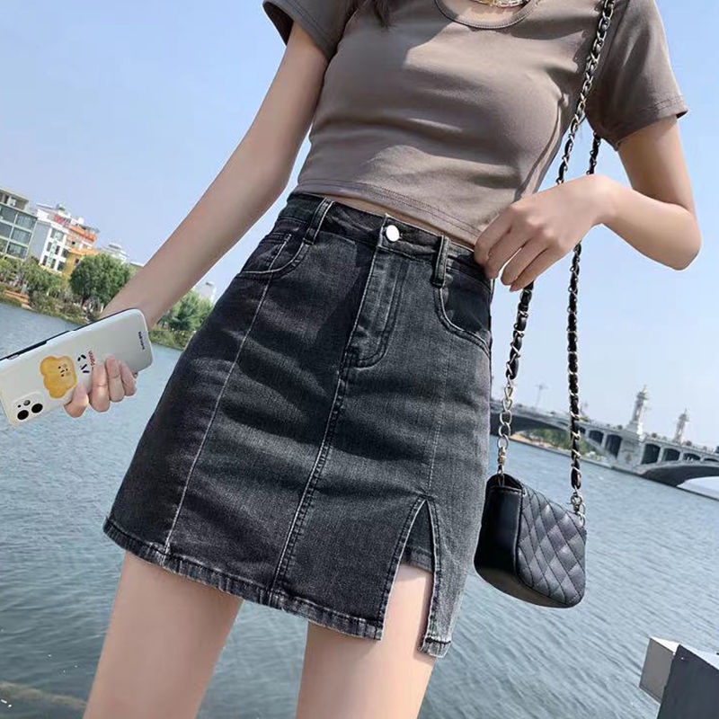 Chân váy jean Ngắn Lưng Cao Dáng Ôm Thời Trang Mùa Hè Hàng Mới 2022 Dành Cho Bạn Nữ