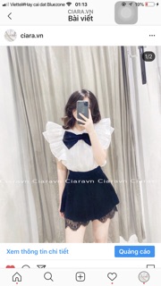 Chân váy viền ren đen/trắng
