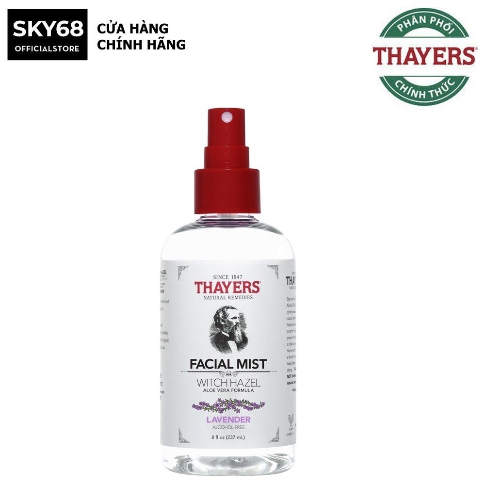 Nước Hoa Hồng Dạng Xịt không cồn Thayers Toner Facial Mist Lavender 237ml