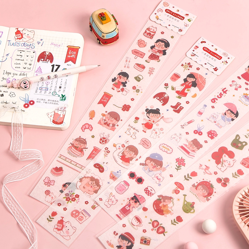 Sticker dán sổ tay bằng giấy washi màu hồng dễ thương dành cho bạn gái dùng trong trường học/văn phòng