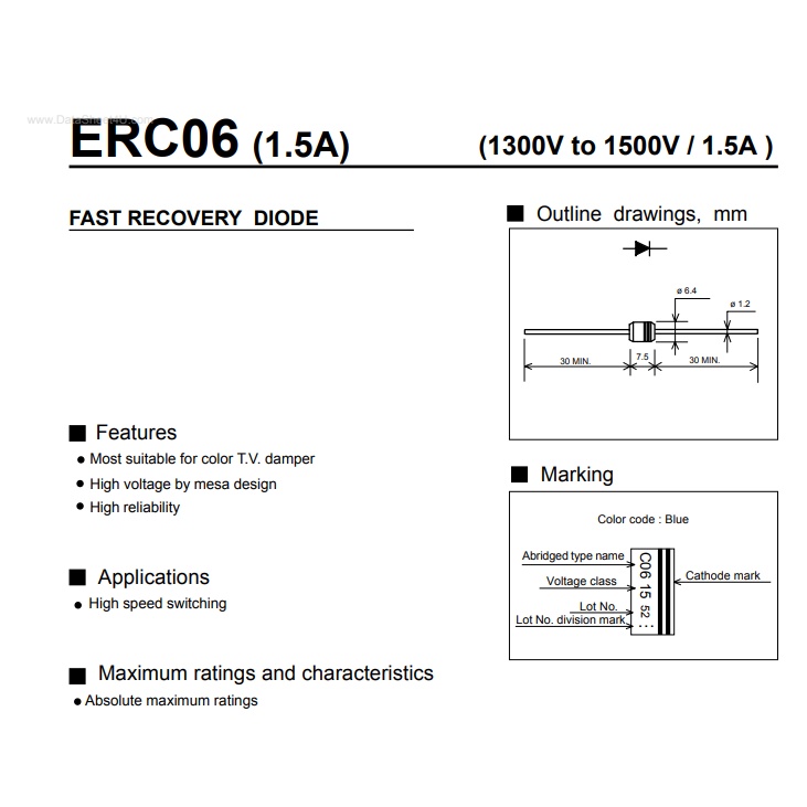 Fast Diode D06-15 1.5A 1500V tháo máy