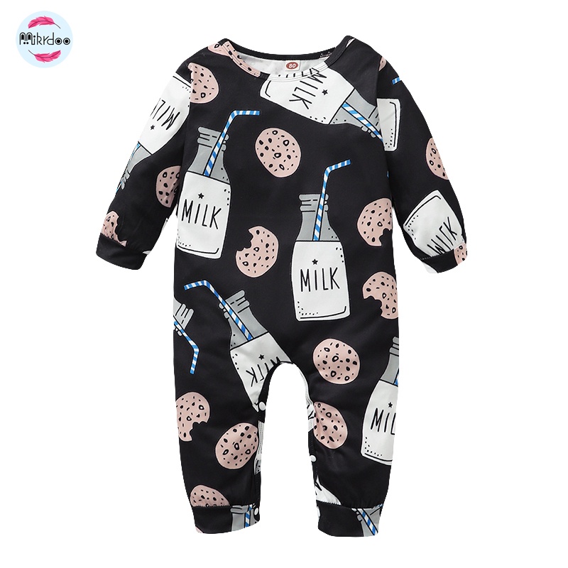 Áo liền quần MIKRDOO tay dài in họa tiết vui nhộn độc đáo dành cho bé trai sơ sinh