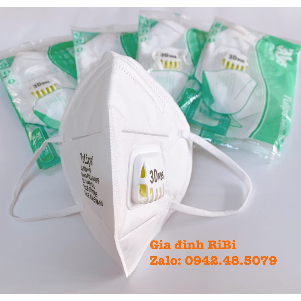 Hộp 20 cái Hàng Chính Hãng Khẩu Trang y tế 3D TULIPS N95 9001VH - Có Van 1 chiều