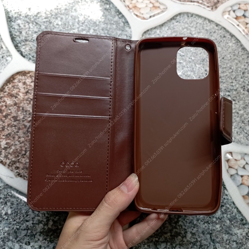 Bao da Samsung Galaxy A03 chất liệu da sang trọng, có ngăn đựng thẻ siêu tiện dụng