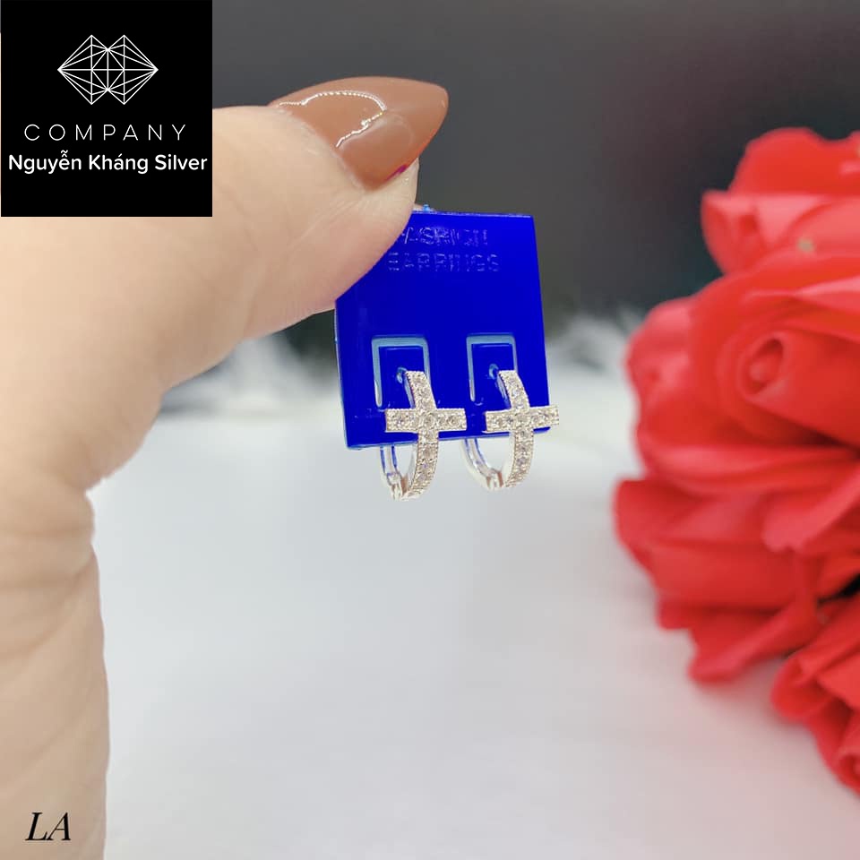 1 CHIẾC NỤ TAI BẠC HÌNH THÁNH GIÁ CHO CẢ NAM VÀ NỮ HOA TAI CÁ TÍNH PHONH CÁCH THỜI TRANG HÀNG CAO CẤP