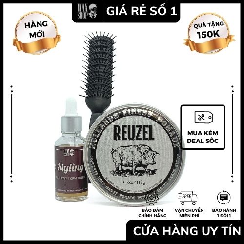 Sáp Vuốt Tóc Nam Reuzel Bạc - Concrete Hold Matte Pomade ⚡Chính Hãng⚡Độ Giữ Nếp 10/10, Độ Bóng 0/10, Dễ Gọi Rửa Waxshop