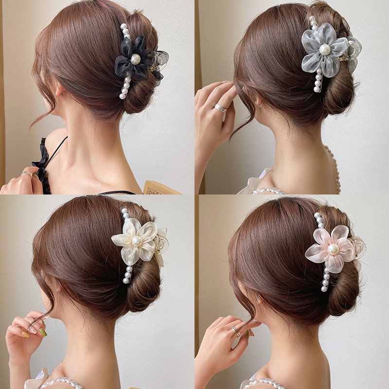 Kẹp Tóc Hình Hoa Đính Ngọc Trai Nhân Tạo Thời Trang Hàn Quốc Cho Nữ