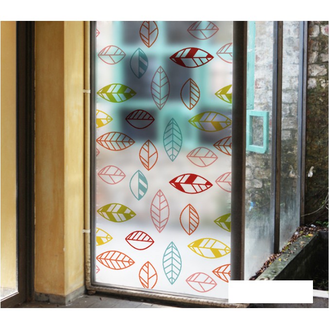 Decal Dán Kính Cao Cấp - Lá Viền Màu ( 60x116 )