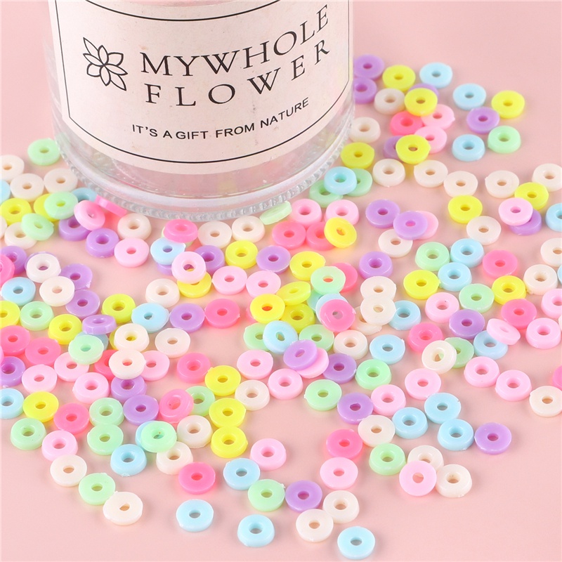 830 Hạt nhựa tròn dẹt xỏ lỗ 6mm làm trang sức / vòng tay thủ công