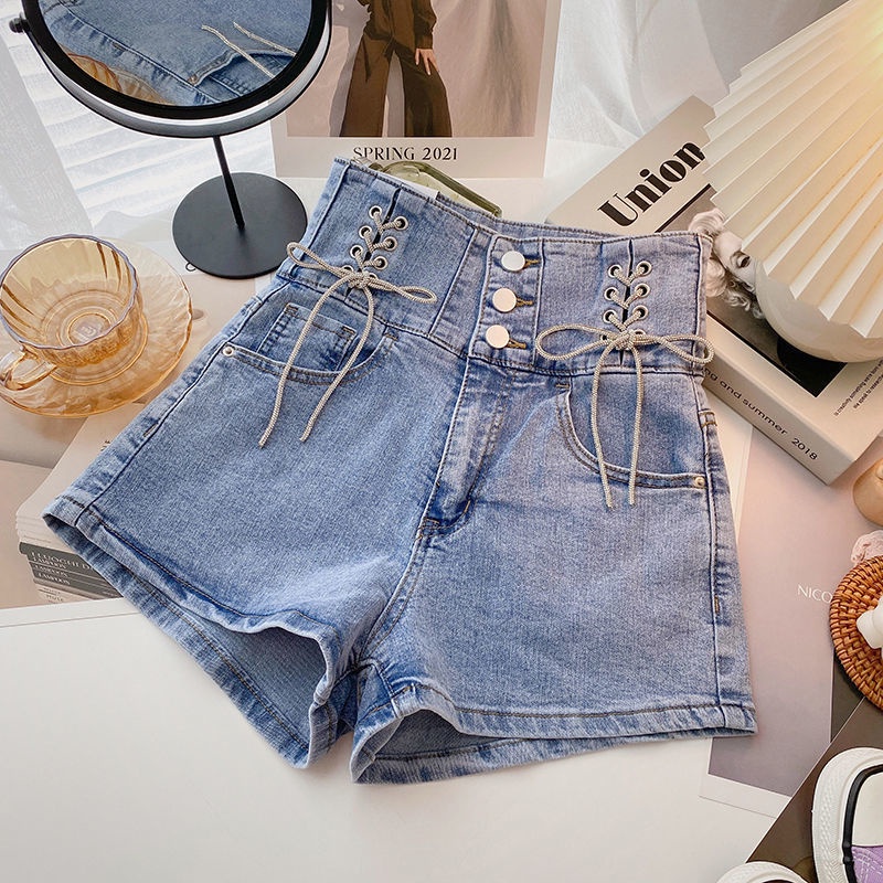 Quần Short Jeans Nữ Lưng Cao Ống Rộng Thời Trang Hàn