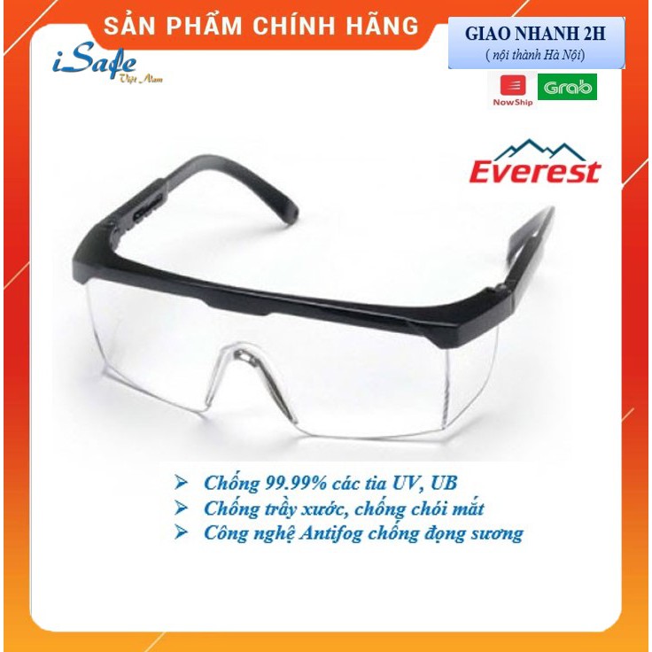 Kính bảo hộ chống bụi trong suốt nhập khẩu EV105 Đài Loan trong suốt dùng đi đường, ngăn giọt bắn, chống đọng sương