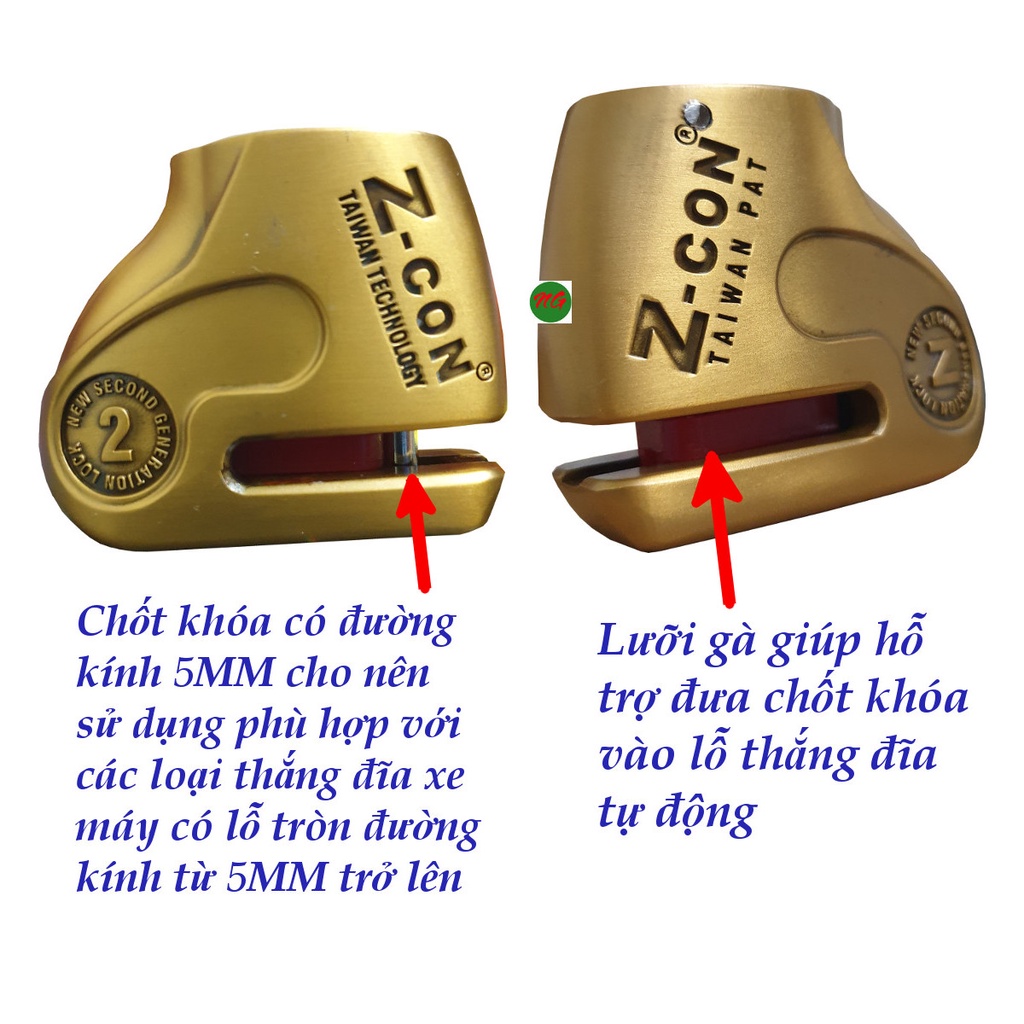 Ổ khóa đĩa xe máy có lưỡi gà Z-con DX6-1