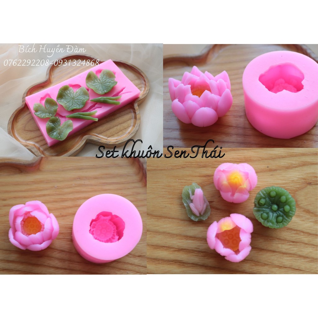 Set 7 khuôn hoa sen Thái làm rau câu, socola, nến, xà phòng