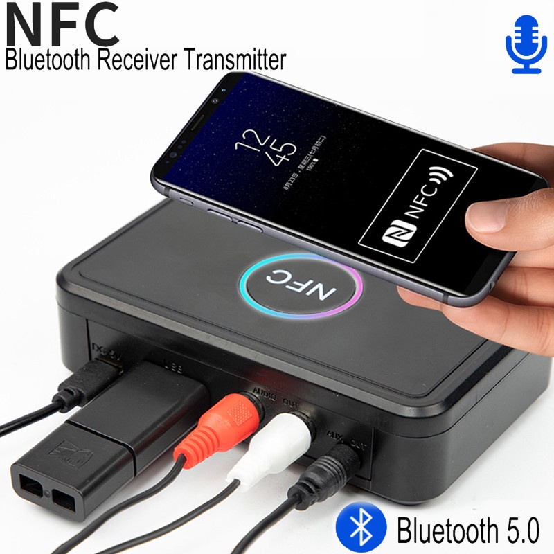 Bộ thu phát âm thanh Nfc Bluetooth 5.0 không dây hỗ trợ nghe nhạc cho pc tv jack cắm 3.5mm aux