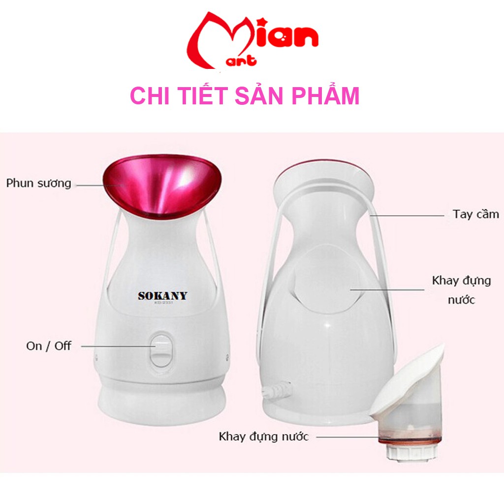 Máy xông mặt chăm sóc da mặt cao cấp sokany chính hãng ZJ 608  - MIAN MART