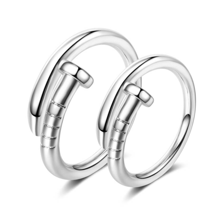 Nhẫn hở mạ bạc 925 đính đá zircon chất lượng cao mới cho cặp đôi