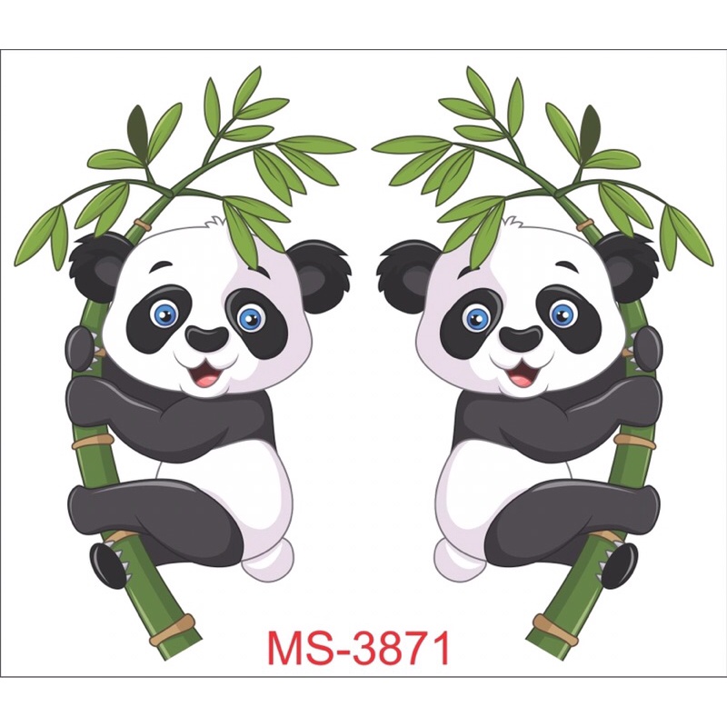 Tem Trang Trí Gấu Trúc Dán Cánh Cửa Xe Tải KT 40cm x 60cm