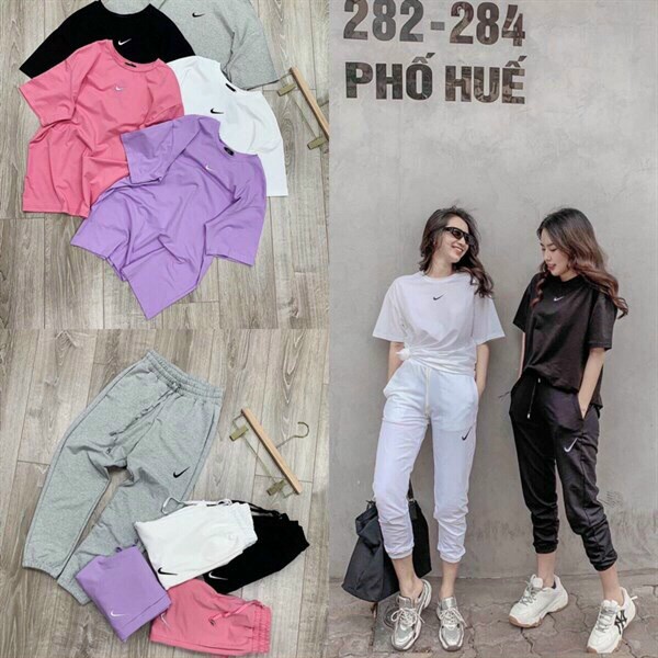 (Sale FreeShip) Bộ thể thao nữ,bộ thun da cá áo phông quần ống bo có túi,lên from xuất sắc,có nhìu màu dễ mặc