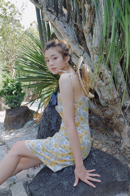 Đầm hai dây họa tiết hoa cúc | BigBuy360 - bigbuy360.vn