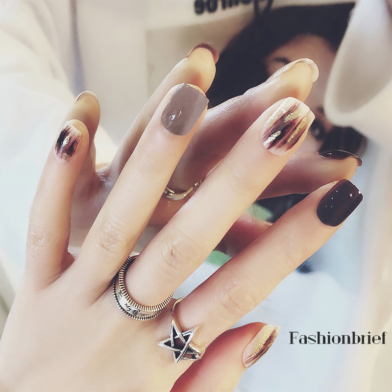 Set 24 đầu móng tay giả màu bóng lấp lánh cho nữ