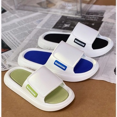 Dép Ulzzang LOẠI 1 - Dép quai ngang nam nữ cao su phối trắng xanh đen chuẩn hàng