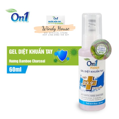 [Có Vòi Nhấn Tiện Lợi] Gel rửa tay khô sạch khuẩn On1 60ml Hương Bamboo Charcoal