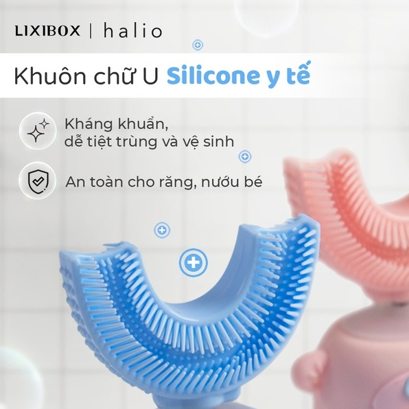 Bàn Chải Điện Cho Bé Halio Smart Sonic Toothbrush 2 loại đầu chải - Blue