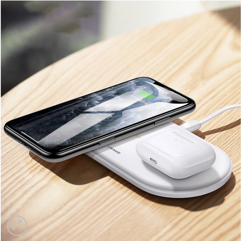 Đế sạc nhanh không dây 2in1 cho điện thoại và Airpods đa năng