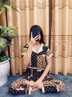 [Xả hàng] Bộ lụa giấy hoạ tiết thổ cẩm áo cộc - quần dài