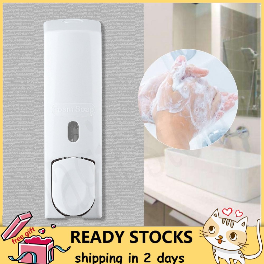 【Ready Stock】Magicstore 600ml Wall Mounted Manual Foam Soap Liquid Dispenser Lotion Box for Bathroom Kitchen (White)