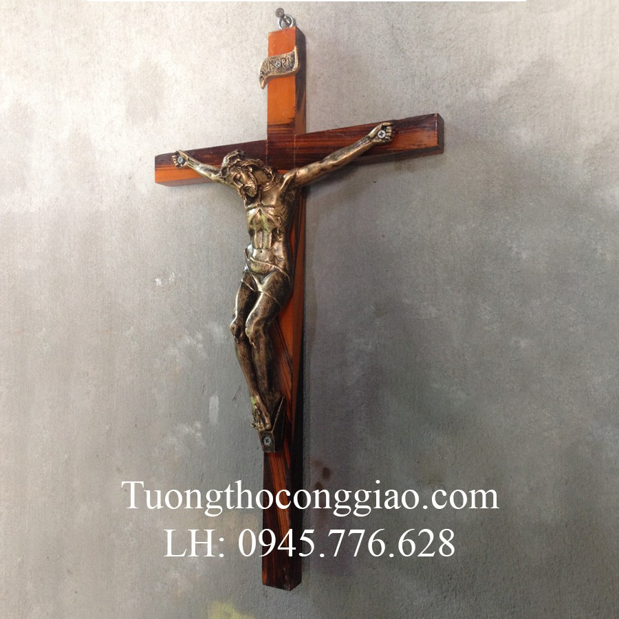 Tượng Chúa Chịu Nạn 25cm Thánh Giá 45cm xi đồng