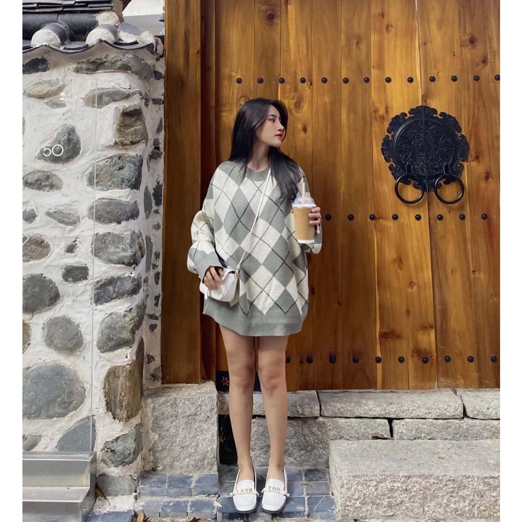 Áo len thổ cẩm oversize - hàng quảng châu kèm ảnh thật