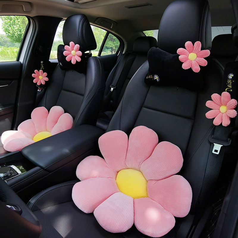 Đệm Gối Tựa Đầu/ Kê Lưng Xe Hơi Thiết Kế Hoa Dễ Thương