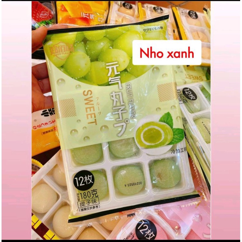 [Khay 12 chiếc]BÁNH MOCHI TƯƠI ĐÀI LOAN 180g-trứng muối,dâu tây đen, nho đen,mattra