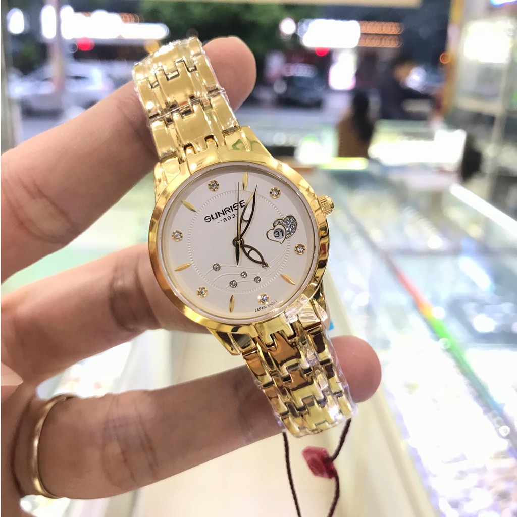 Đồng hồ nữ SUNRISE 9804SA màu vàng trắng full hộp chính hãng, kính Sapphire chống xước chống nước tốt | BigBuy360 - bigbuy360.vn
