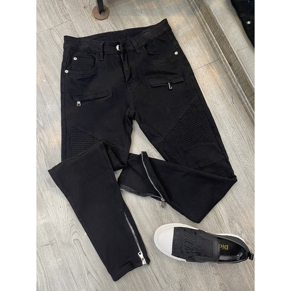 Jeans rách gối Zipper ( ảnh thật )