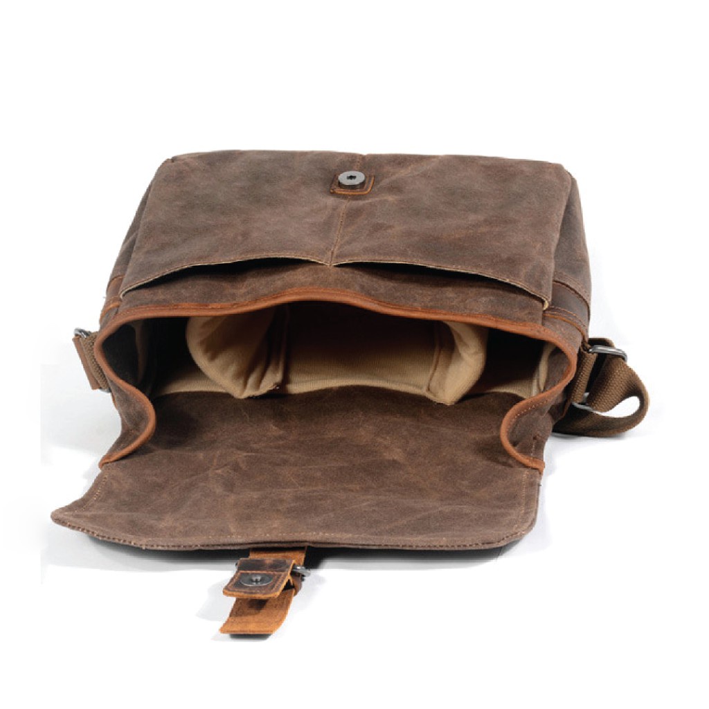 Túi chéo nam canvas da bò sáp Vintage T03 - DU MỤC STORE