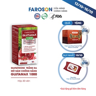 Glutathione trắng da mờ nám chống nắng Glutamax 1000 hộp 30 viên