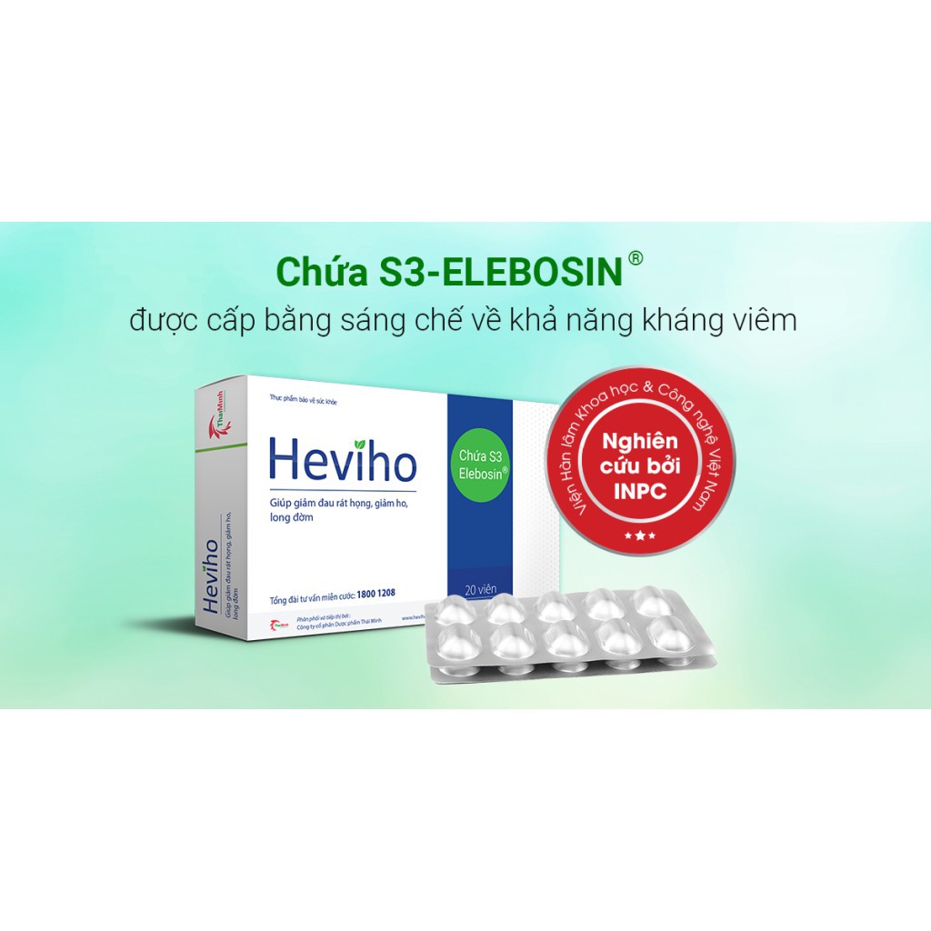 Heviho hộp 20v hỗ trợ giảm đau rát họng, hỗ trợ giảm ho kéo dài - CN84