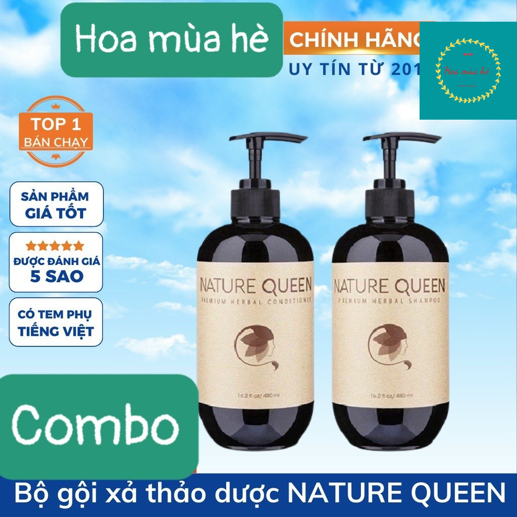 SALE MẠNH COMBO Gội - Xả Thảo Dược Nature Queen 480mL ( Sao Thái Dương Chính Hãng ) với thành phần từ thiên nhiên