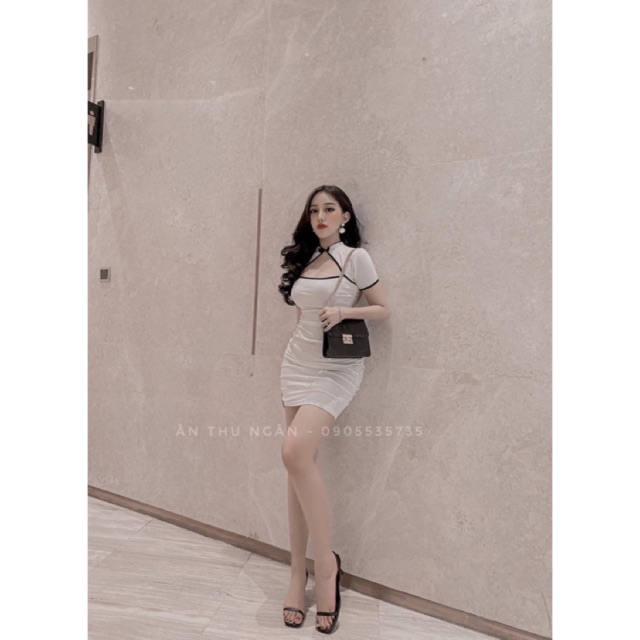 Đầm body cổ tàu chất thun borip cao cấp chuẩn hàng shop | BigBuy360 - bigbuy360.vn