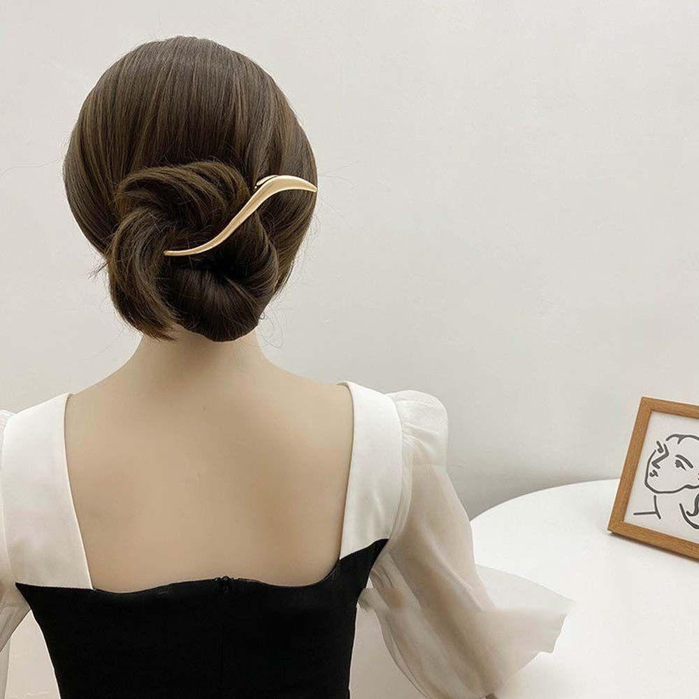 Kẹp Tóc Kim Loại Hình Chữ S / Cá Mập Phong Cách Vintage Cho Nữ