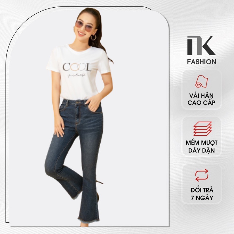 Quần Jeans Nữ Ống Loe NK FASHION Dáng Bó Ống Vảy Tua Rua NKFQU2011015