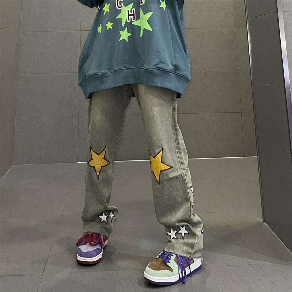 Quần Jeans Dài Ống Rộng Lưng Cao Thời Trang Đường Phố Mỹ Mới Năm 2021 Dành Cho Nữ