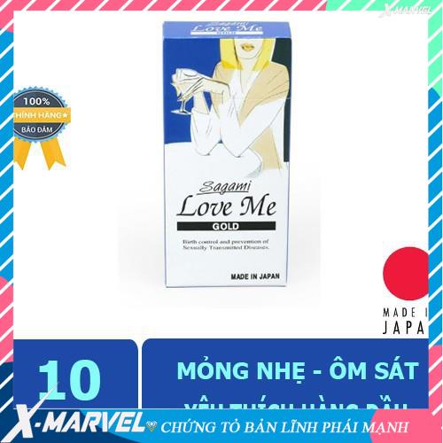 hộp 10c Bao cao su Sagami Love Me Gold trơn mỏng /áo mưa