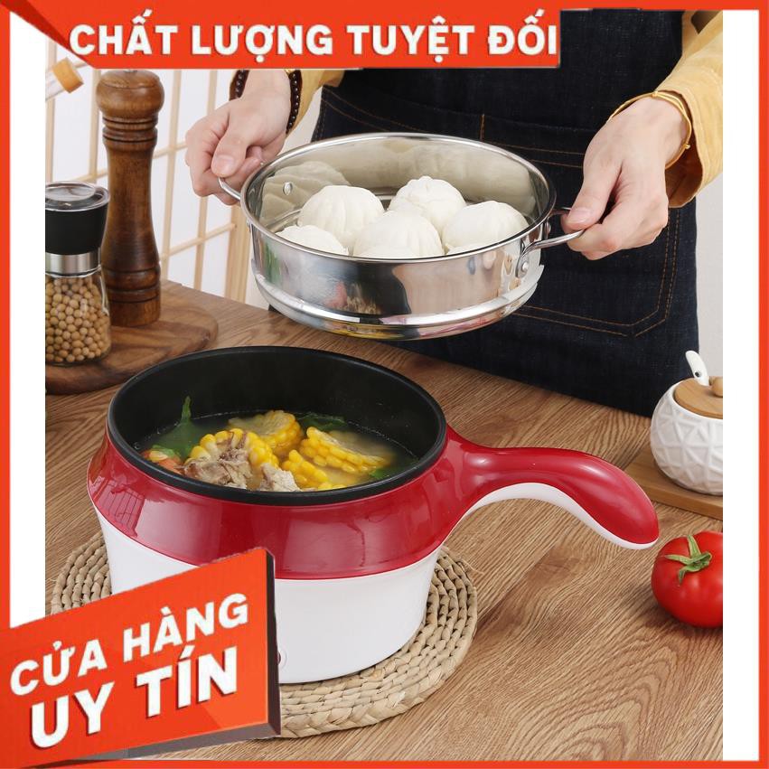 [Hàng Chất Lượng] Nồi lẩu điện đa năng chống dính có Tay cầm và Xửng hấp 18cm M15004