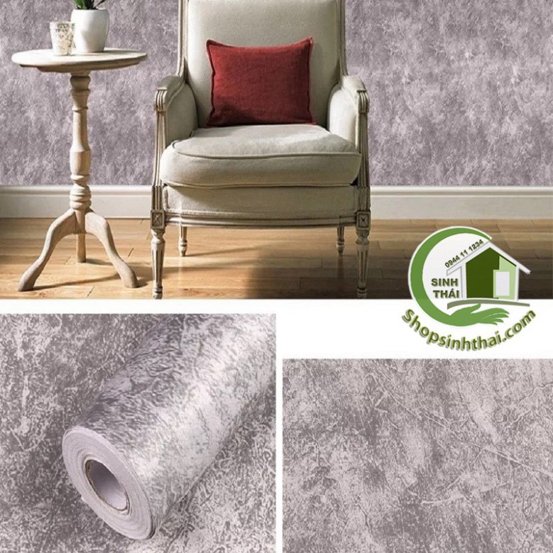 Decal giấy dán tường giả xi măng bê tông màu xám khổ 45cm - chọn kích thước